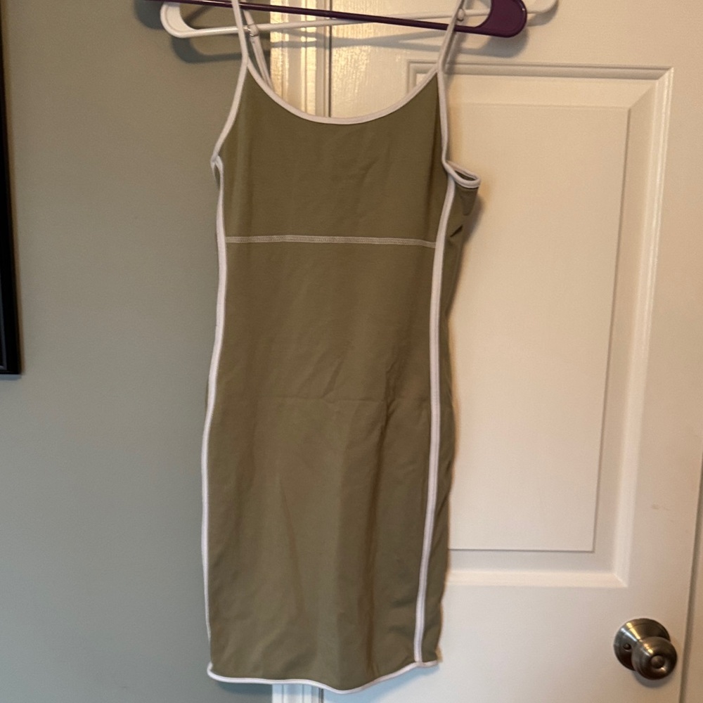 Forever 21 Olive Mini Dress with White Trim